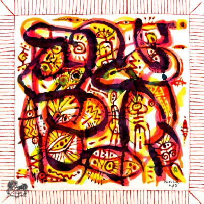 Khăn tơ tằm S/65-ART-24.016 ANCIENT CHARACTER#6(Ký Tự Cổ 6)