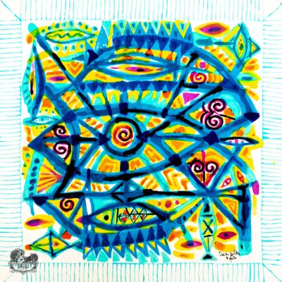 Khăn tơ tằm S/65-ART-24.034 FISH#3(Cá 3)