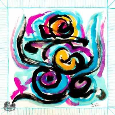 Khăn tơ tằm S/65-ART-24.035 SACRED FIRE#2(Lửa Thiêng 2)