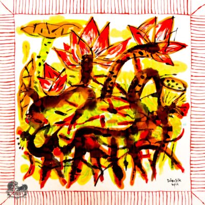 Khăn tơ tằm S/65-ART-24.041 LOTUS#8(Sen 8)