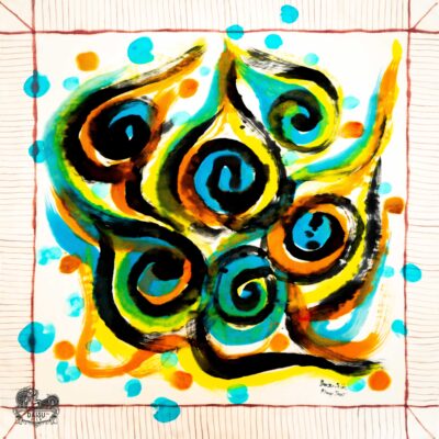 Khăn tơ tằm S/65-ART-24.043 SACRED FIRE#3(Lửa Thiêng 3)