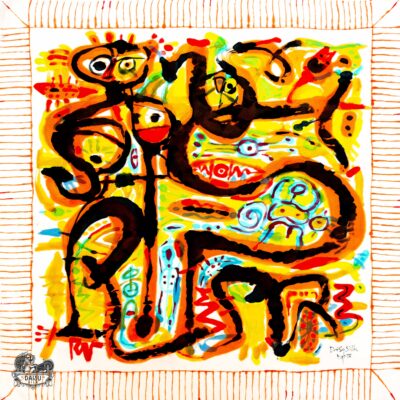 Khăn tơ tằm S/65-ART-24.055 ANCIENT CHARACTER#19(Ký tự cổ 19)