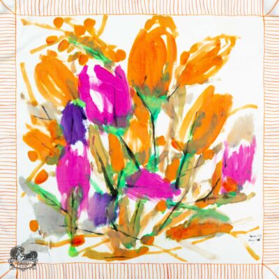 Khăn Tơ Tằm S/80-ART-24.043 SUNNY FLOWERS#5(Hoa Nắng 5)